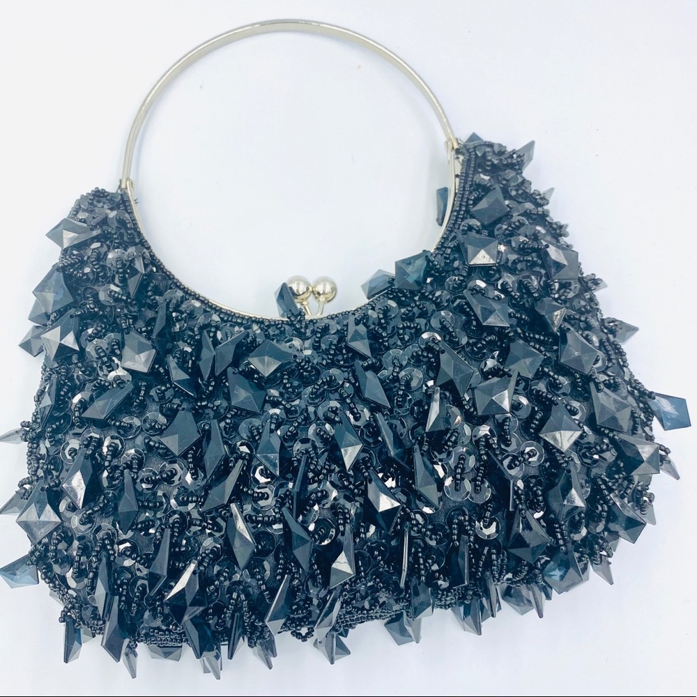 Black jeweled evening purse